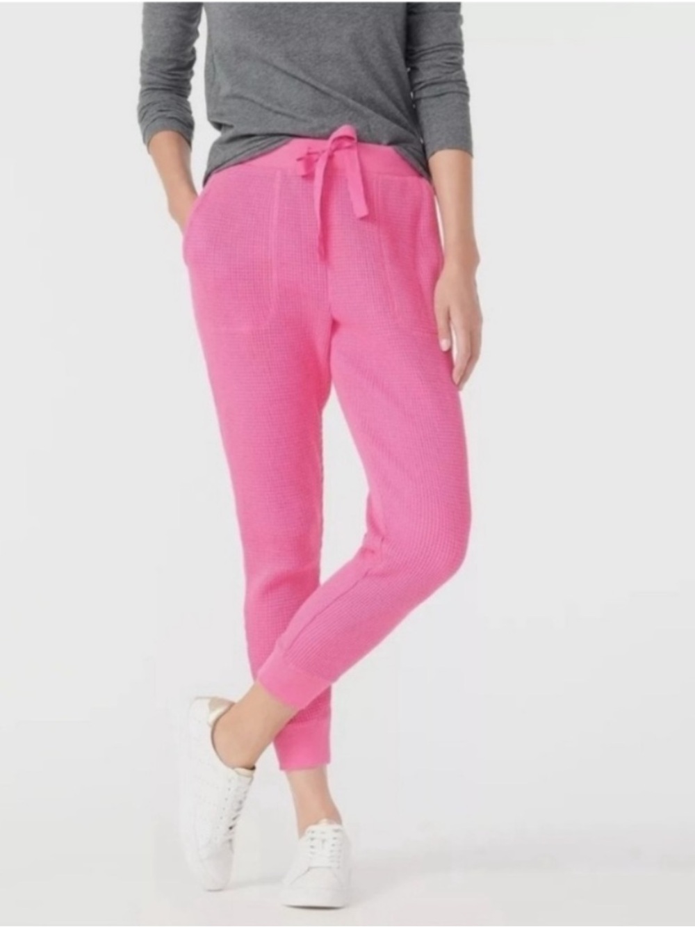 J. Crew Waffle Sweat Pants. Pink. Size Small Bright Begonia